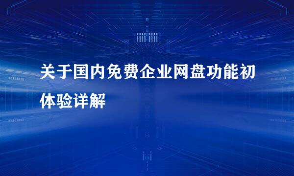 关于国内免费企业网盘功能初体验详解