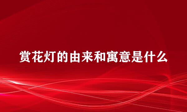 赏花灯的由来和寓意是什么