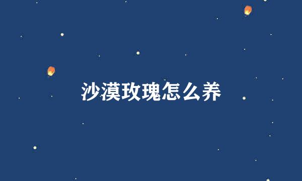 沙漠玫瑰怎么养