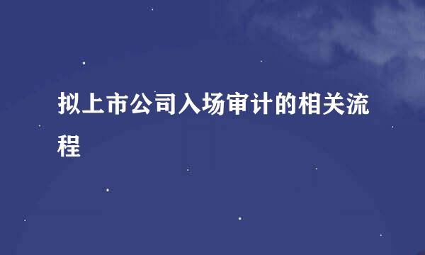拟上市公司入场审计的相关流程