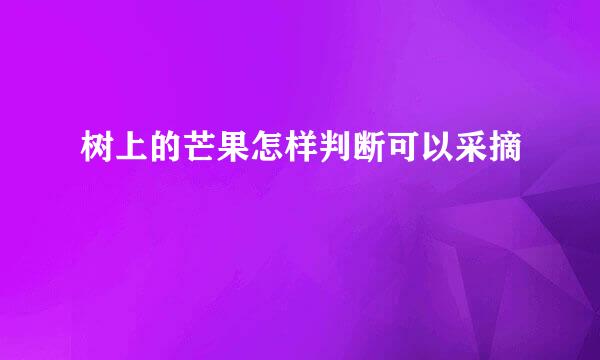 树上的芒果怎样判断可以采摘