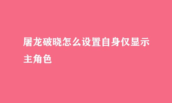 屠龙破晓怎么设置自身仅显示主角色