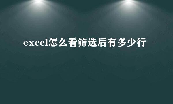 excel怎么看筛选后有多少行