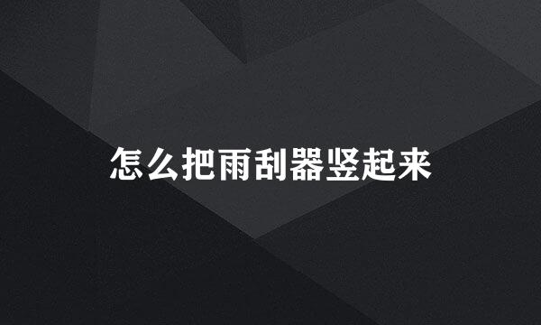 怎么把雨刮器竖起来