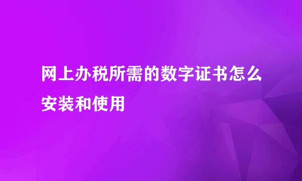 网上办税所需的数字证书怎么安装和使用