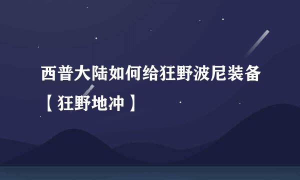 西普大陆如何给狂野波尼装备【狂野地冲】