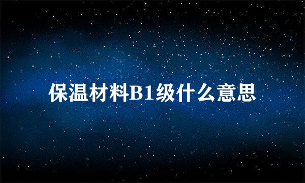 保温材料B1级什么意思