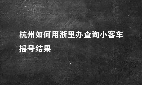 杭州如何用浙里办查询小客车摇号结果