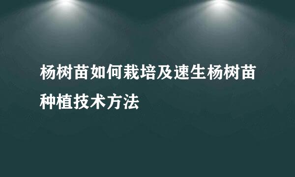 杨树苗如何栽培及速生杨树苗种植技术方法