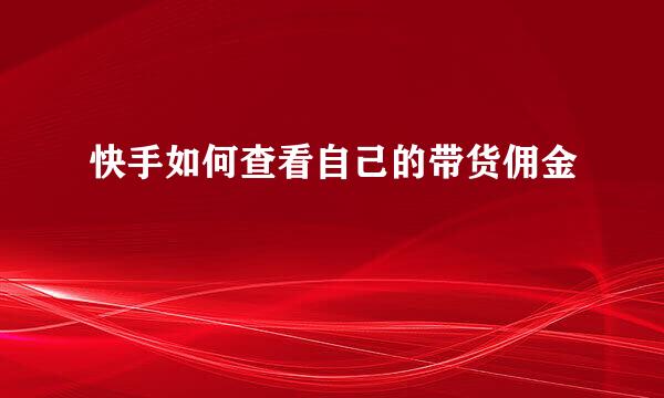 快手如何查看自己的带货佣金