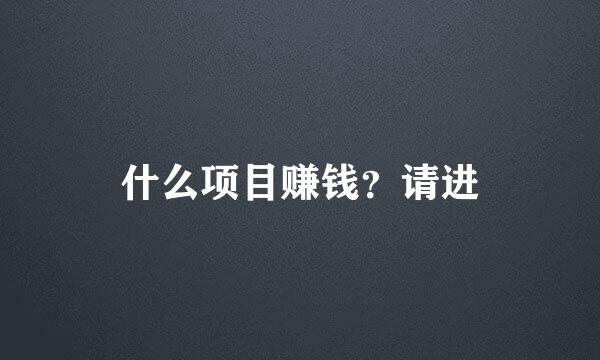 什么项目赚钱？请进