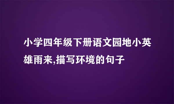 小学四年级下册语文园地小英雄雨来,描写环境的句子