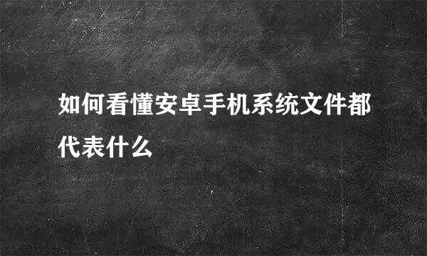 如何看懂安卓手机系统文件都代表什么
