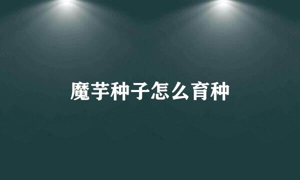 魔芋种子怎么育种
