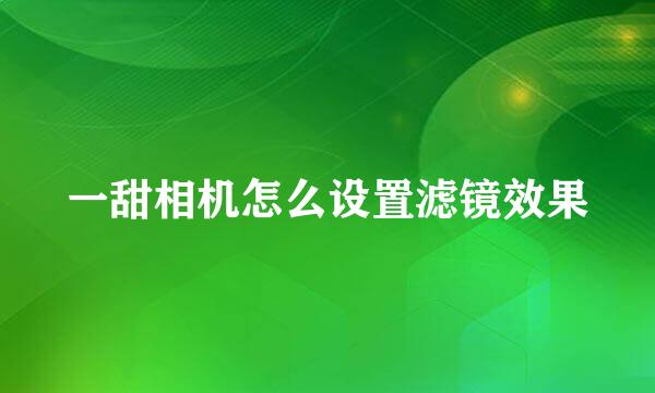 一甜相机怎么设置滤镜效果