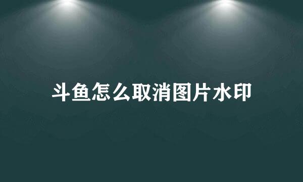 斗鱼怎么取消图片水印
