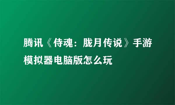 腾讯《侍魂:胧月传说》手游模拟器电脑版怎么玩