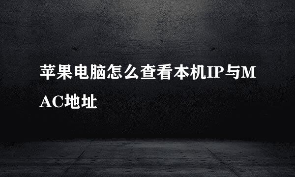苹果电脑怎么查看本机IP与MAC地址