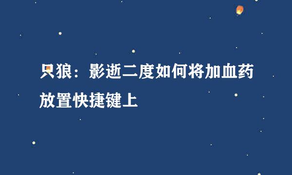 只狼：影逝二度如何将加血药放置快捷键上