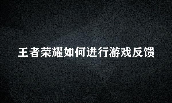 王者荣耀如何进行游戏反馈