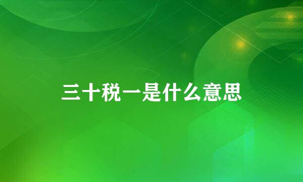 三十税一是什么意思