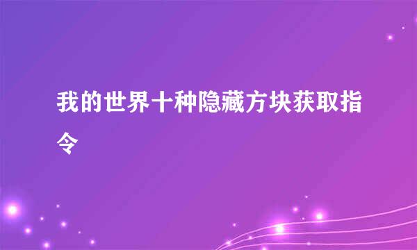 我的世界十种隐藏方块获取指令