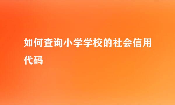 如何查询小学学校的社会信用代码