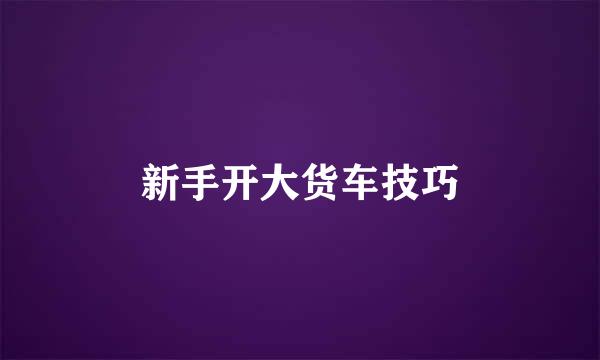 新手开大货车技巧