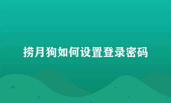 捞月狗如何设置登录密码
