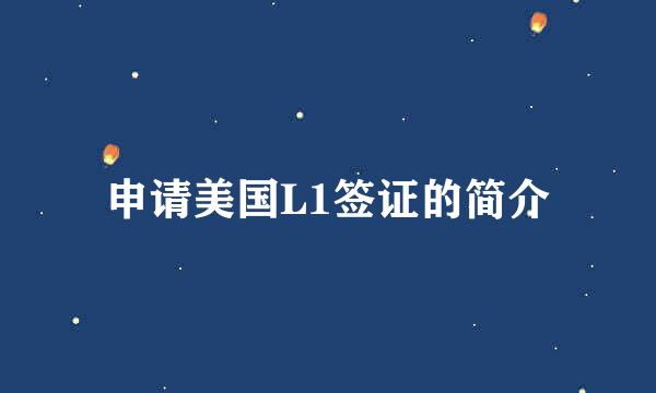 申请美国L1签证的简介