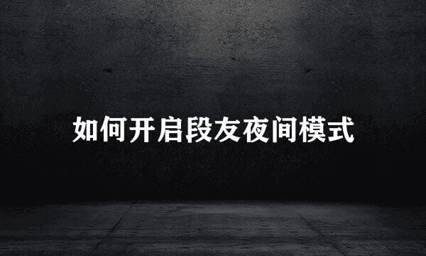 如何开启段友夜间模式