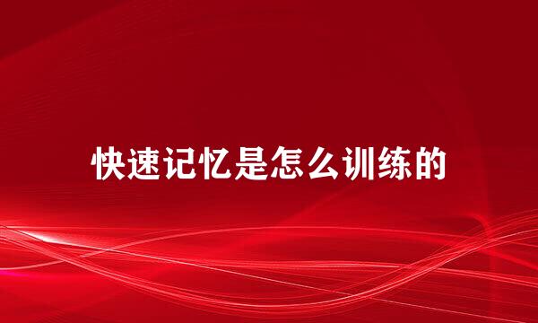 快速记忆是怎么训练的
