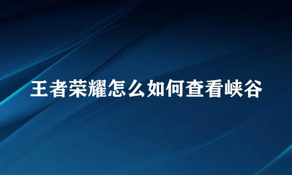 王者荣耀怎么如何查看峡谷