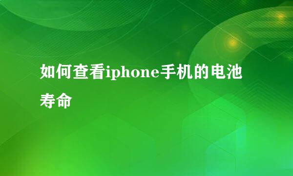 如何查看iphone手机的电池寿命