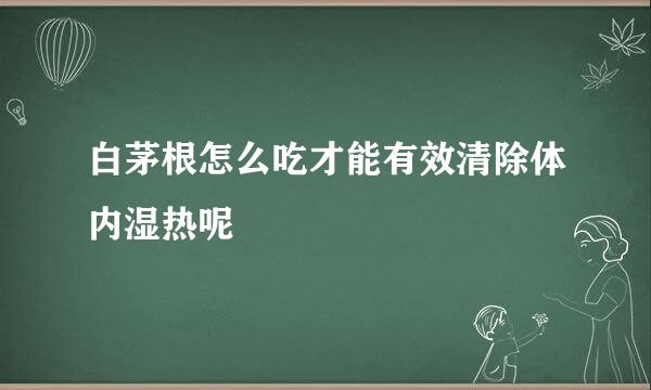 白茅根怎么吃才能有效清除体内湿热呢