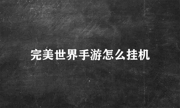 完美世界手游怎么挂机