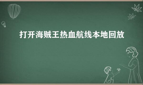 打开海贼王热血航线本地回放