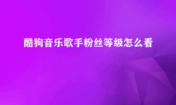酷狗音乐歌手粉丝等级怎么看