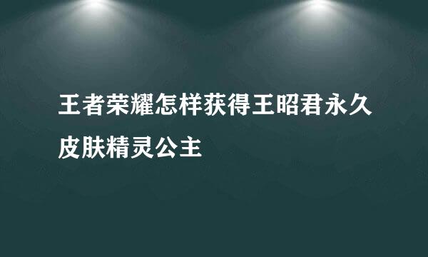 王者荣耀怎样获得王昭君永久皮肤精灵公主
