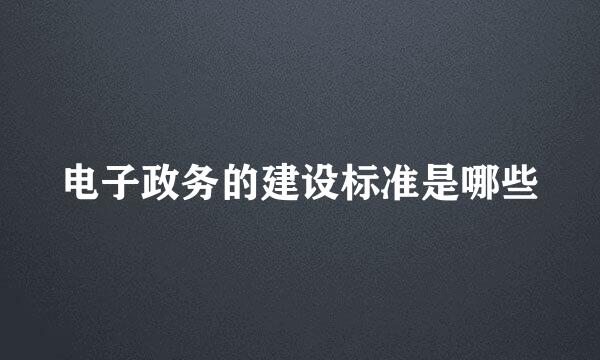 电子政务的建设标准是哪些
