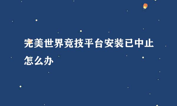 完美世界竞技平台安装已中止怎么办