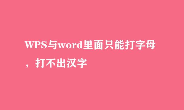 WPS与word里面只能打字母，打不出汉字
