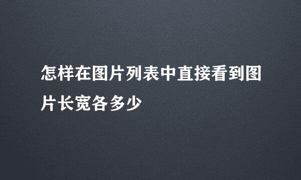 怎样在图片列表中直接看到图片长宽各多少