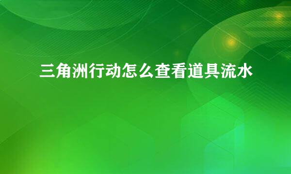 三角洲行动怎么查看道具流水