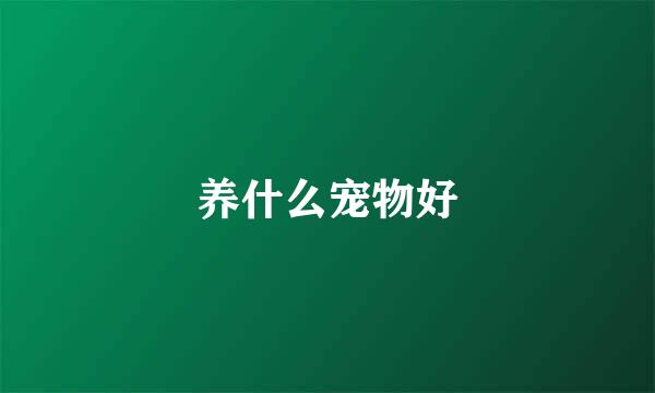 养什么宠物好