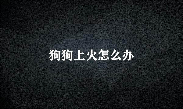 狗狗上火怎么办