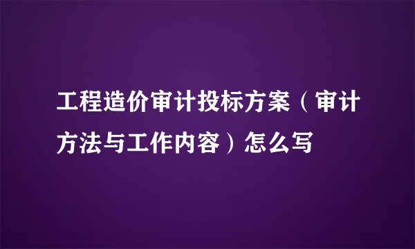 工程造价审计投标方案（审计方法与工作内容）怎么写