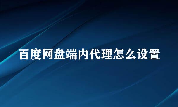 百度网盘端内代理怎么设置