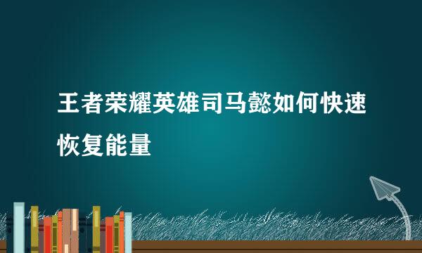 王者荣耀英雄司马懿如何快速恢复能量