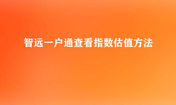 智远一户通查看指数估值方法